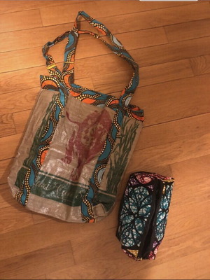 Boho Ethnic Shoulder Bag and Nesesser set like new, upcycled