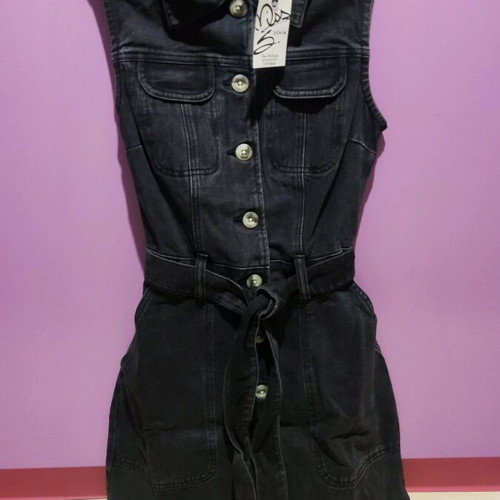 Miss Selfridge Denim Sleeveless Dress New, Black, Size S