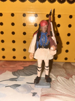 Evzones soldier figure used, Athens blue, 1980s