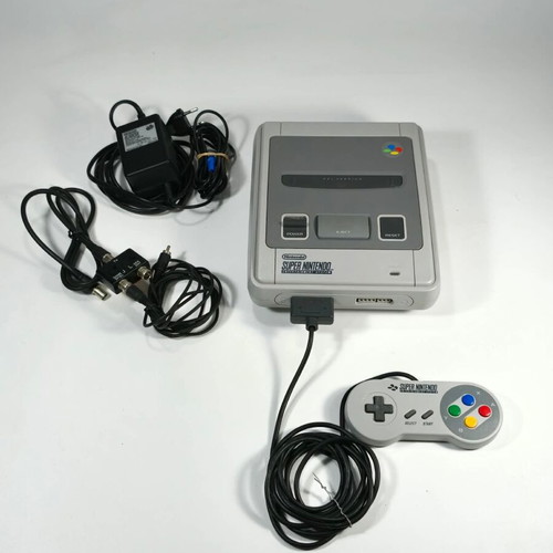 Super Nintendo Entertainment System SNES PAL used with controller and cables