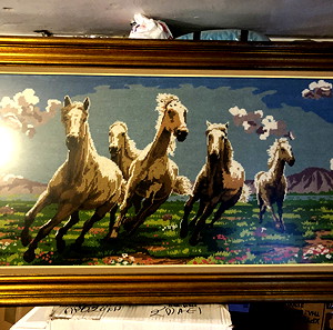 Πίνακας κέντημα με άλογα