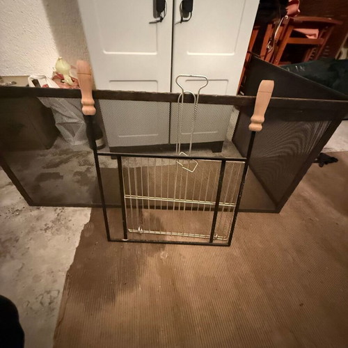 Corner fireplace screen used, dimensions 121x61 cm, bronze color