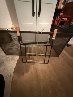 Corner fireplace screen used, dimensions 121x61 cm, bronze color