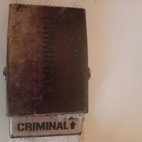 Criminal belt strap used, white with logo