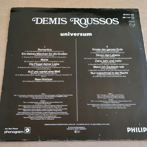 Demis Roussos Universum vinyl LP used, rock