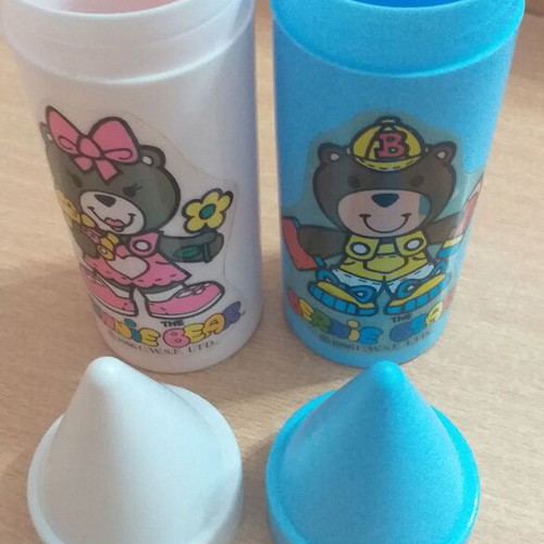 Vintage cases for children's cutlery, plastic, new, 2 pieces