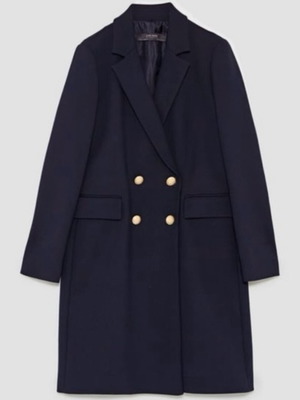Zara Blue Dark Coat with Gold Buttons like new