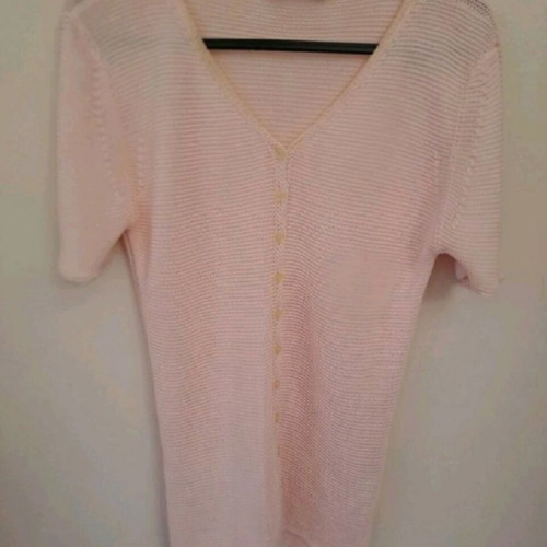 Vintage knitted blouses used, 2 sky blue and 1 pink with buttons