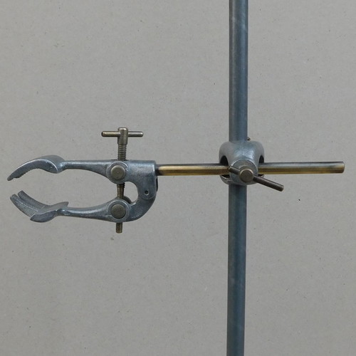 Metal rod with three clamps like new, chemistry lab tool