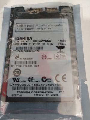 Toshiba MK1629GSG HDD1F08 160GB 5400RPM 1.8" Micro-SATA HDD used