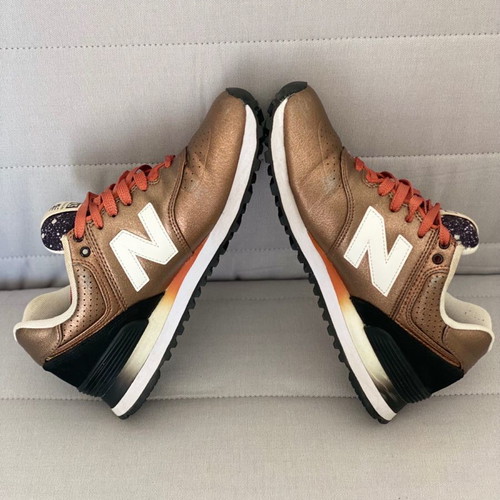 New Balance 574 Bronze athletic shoes used, size 38