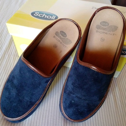 Scholl slippers new anatomical leather blue