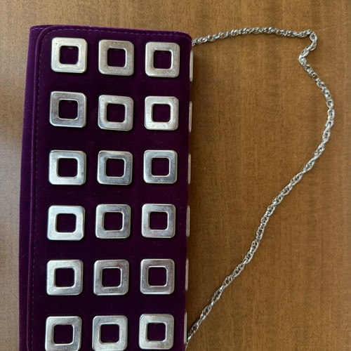 Evening shoulder bag like new, purple and silver