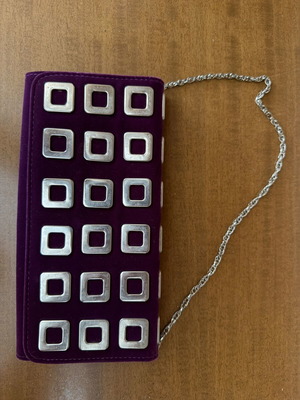 Evening shoulder bag like new, purple and silver
