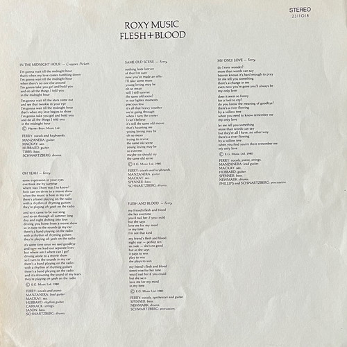ROXY MUSIC - Flesh+Blood