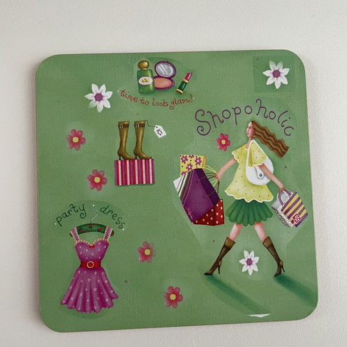 Vintage cork coaster with fashion shopping design