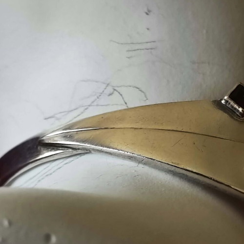Silver cuff bracelet 925, like new, with three square garnets