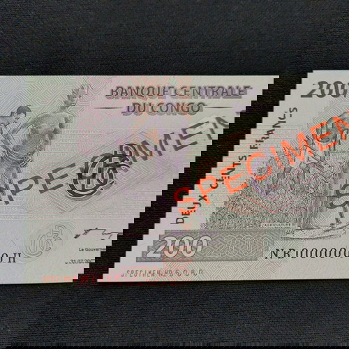 SPECIMEN. CONGO 200 FRANCS.