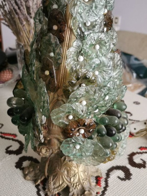 Vintage Hand-Wired Glass and Brass Table Lamp, Italian Style