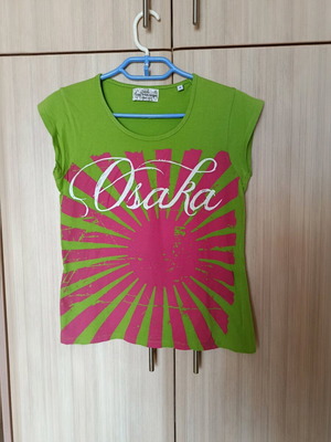 Last Wild Angel blouse S like new, green with fuchsia