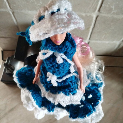 Doll with handmade dress and hat new
