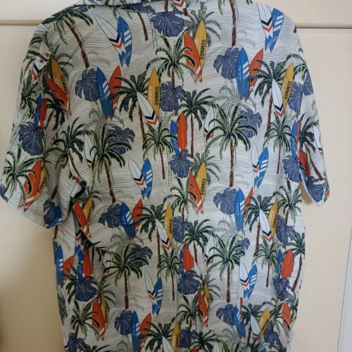 Men's shirt with summer patterns like new, white and multicolor