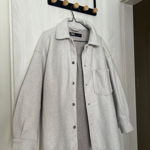 Zara jacket light grey small used, wool texture, oversize fit