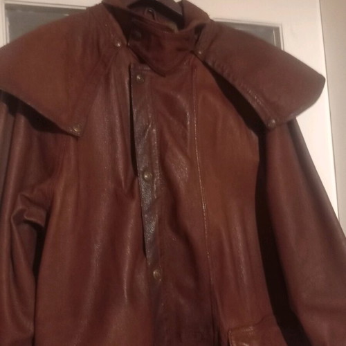 Malboro Classic Brown Leather Riding Trench Coat Like New