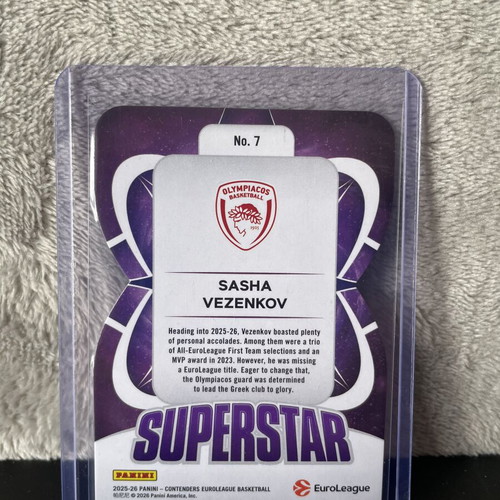 Sasha Vezenkov 2025-26 Panini Contenders Euroleague Superstar Die-Cut card like new