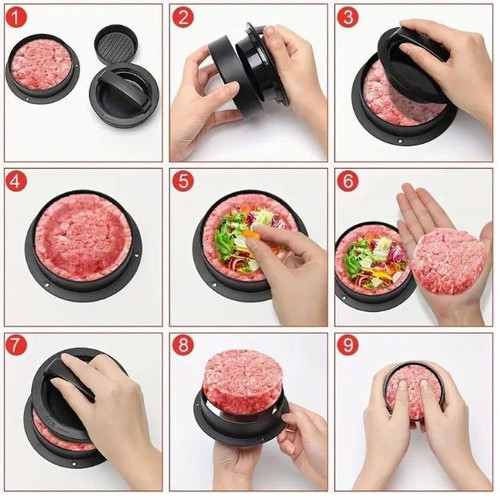 Plastic 3-in-1 burger press new, non-stick