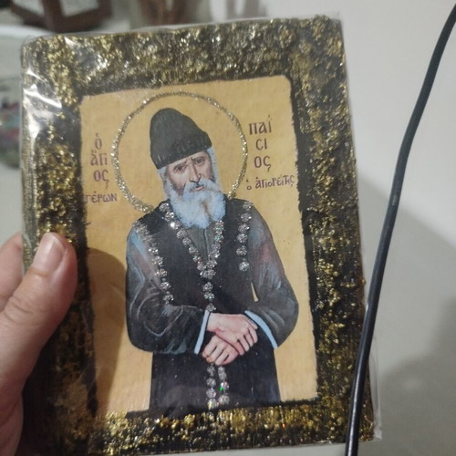 Saint Paisios wax candle icon, new