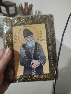 Saint Paisios wax candle icon, new