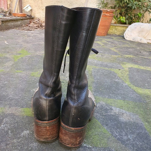 Buffalo vintage 90s/Y2K leather boots used, black with snake detail