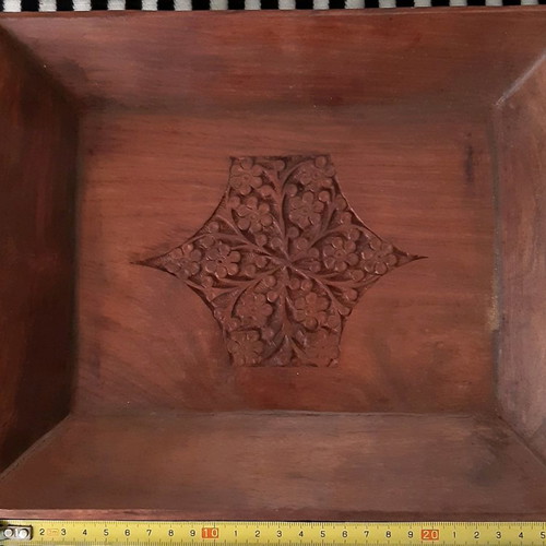 Wooden tray handmade carved new 30x21.5 cm