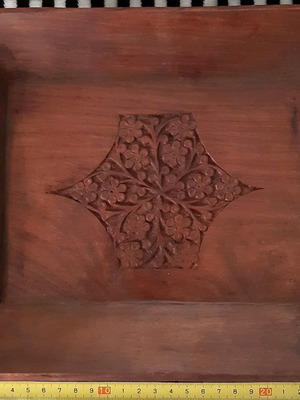 Wooden tray handmade carved new 30x21.5 cm