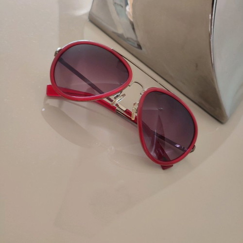 Fossil aviator sunglasses red frame used