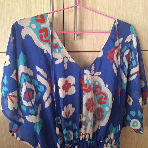 Maxi dress new, beige and blue, size L