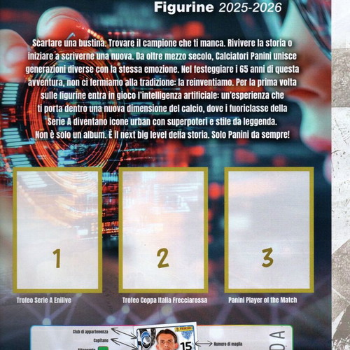 Panini Calciatori 2025-2026 album new for Italy Campionato