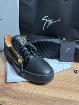 Παπούτσια Giuseppe Zanotti Νέα Μαύρα Δερμάτινα Αθλητικά