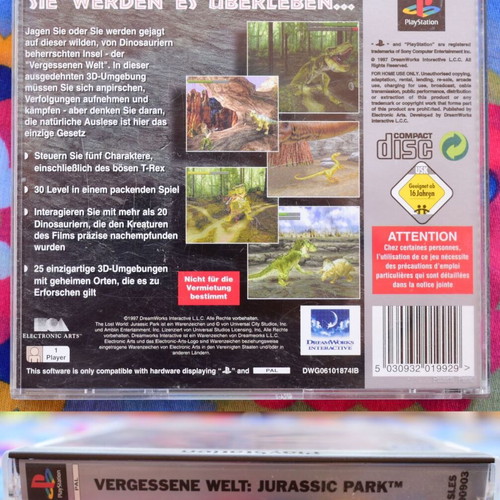 The Lost World: Jurassic Park PS1 game used, action adventure