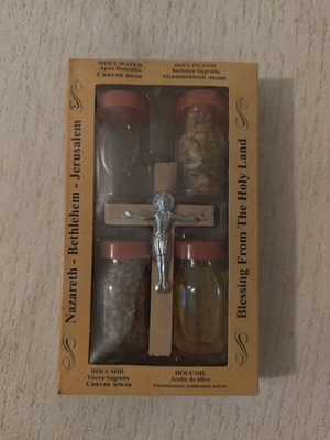 Holy Sepulchre Set new with holy water, soil, oil, incense, and cross