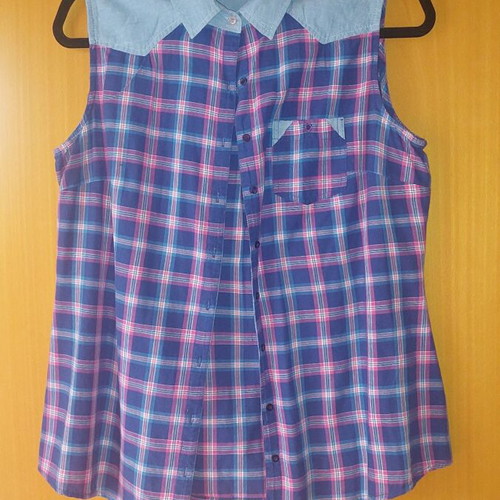 Sleeveless shirt Stradivarius new, size XL, blue and pink
