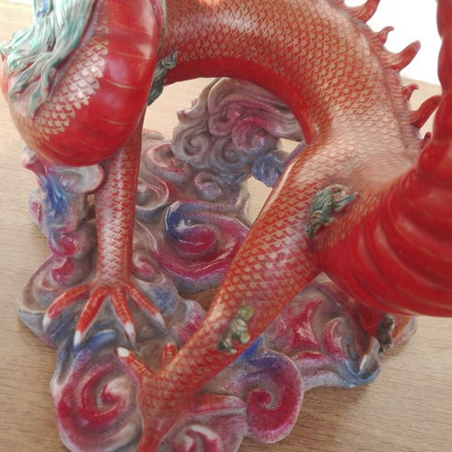 Red Dragon Ceramic Figurine vintage 60s/70s used