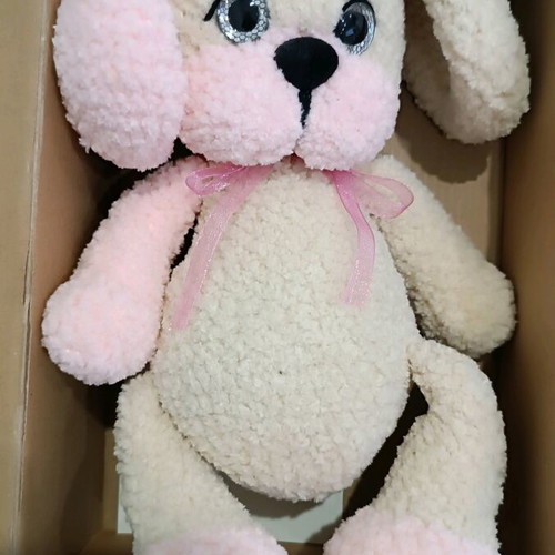 Handmade knitted puppy new, 27 cm tall