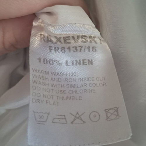 Raxevsky linen dress L used, white and blue pattern