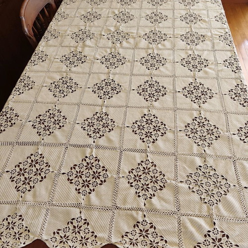 Knitted handmade blanket like new, cream 200x210