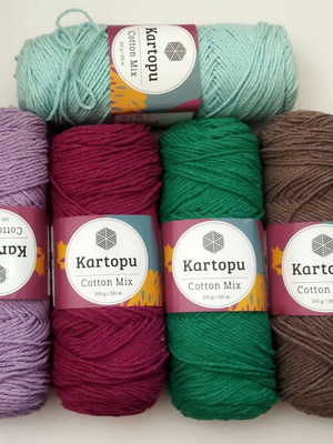 Boho Kartopu Cotton Mix knitting yarn set 5 new, assorted colors