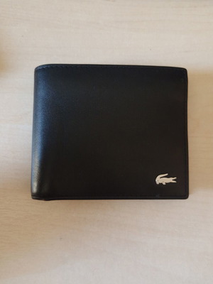 Lacoste leather wallet, black, card and coin holders