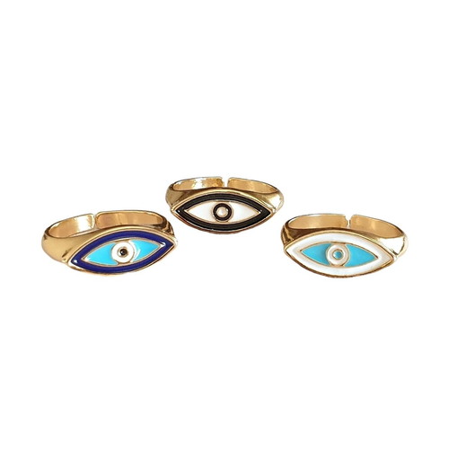 Enamel Eye Ring Gold Plated New