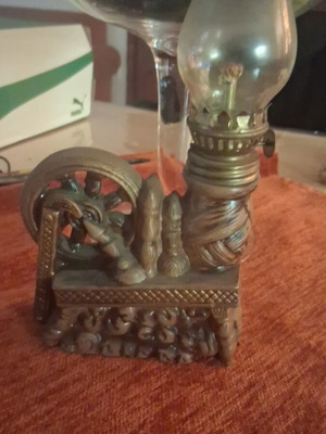 Lamp with wick on wood like new